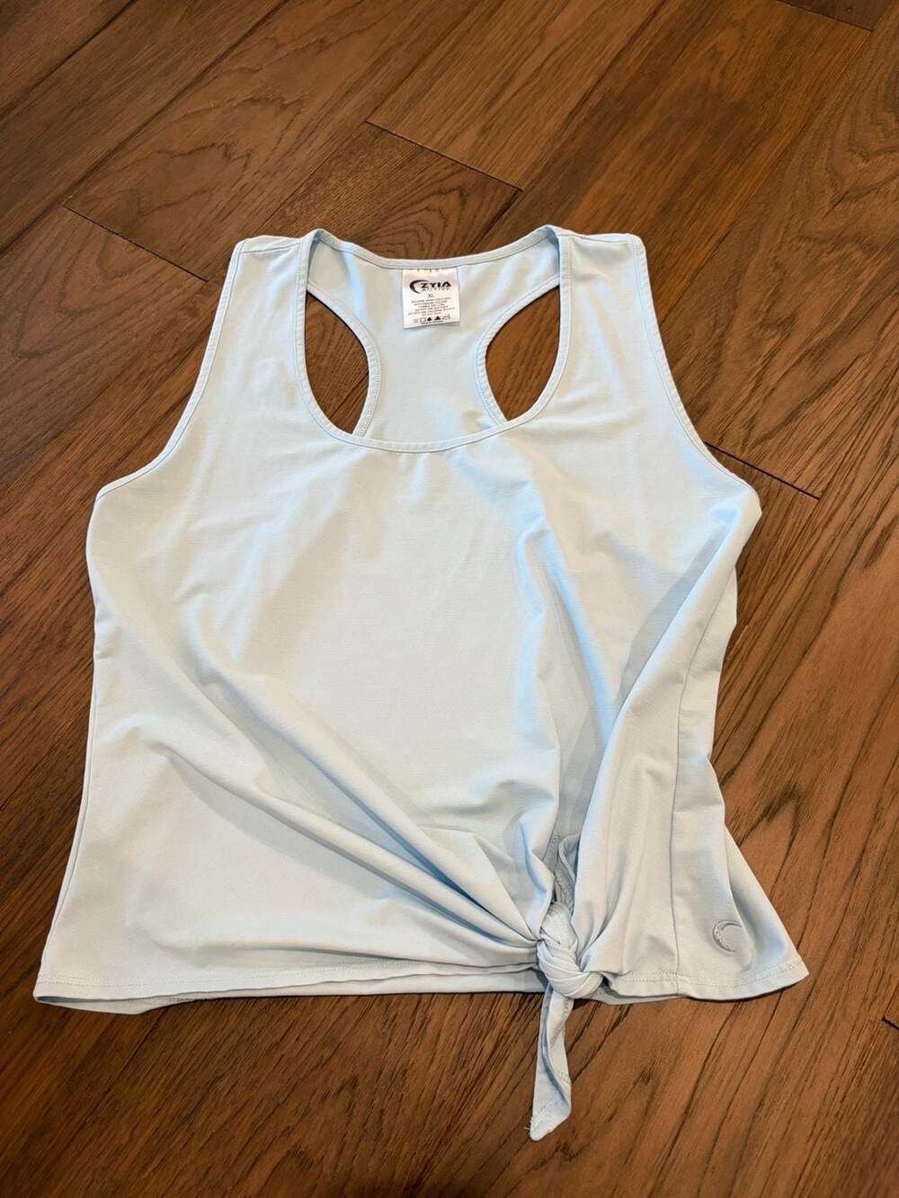 Zyia Active Women's Knot Just A Cute Tank Top Racerback Baby Blue Size XL